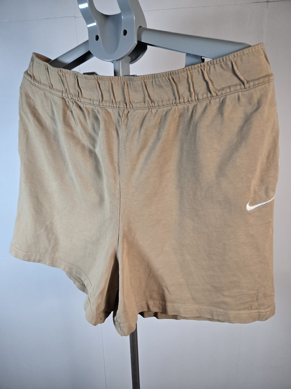 Nike Women’s Beige Athletic Shorts with White Swoosh